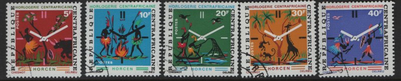 CENTRAL AFRICAN REPUBLIC   169-173 USED CLOCK SET 1972