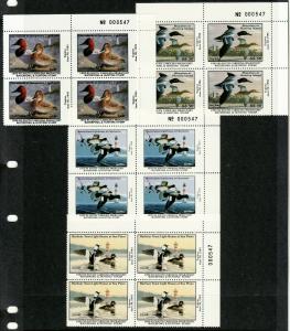 1993 1996 South Carolina State Duck Stamps matching plate block numbers at Face