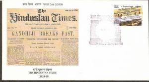 India 1999 Gandhi's The Hindustan Times News Paper FDC Inde Indien