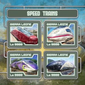 Sierra Leone - 2017 Speed Trains - 4 Stamp Sheet - SRL17404a