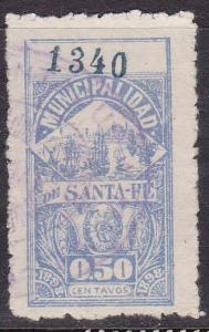 Argentina Revenue Stamp Forbin #40 Municipalidad Santa Fe 1898 50c. Used.