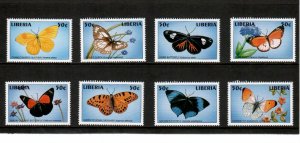 Liberia 1998 - Butterflies - Set of 8 Stamps - Scott #1307-14 - MNH