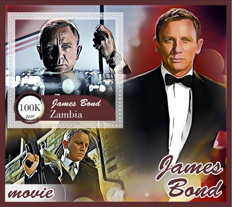 Stamps. James Bond 6 sheets perf Zambia MNH **