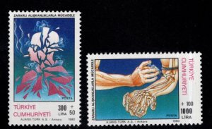 TURKEY Scott B231-B23 MNH** 1990 Fight Against Addictions  semi-postal stamp set