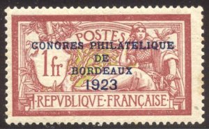 FRANCE #197 Mint w/Cert - 1923 Bordeaux Congress Ovpt