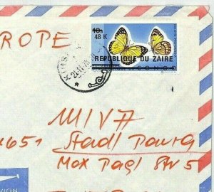 ZAIRE Missionary Mail 1978 Cover BUTTERFLY 48k Surcharge MIVA {samwells}BU59