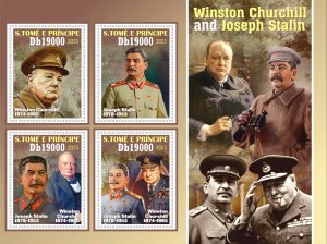 Stamps .Churchill  and Stalin 2023 year, 1+1 sheets  perforated  NEW