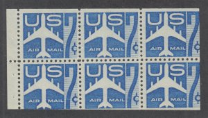 US Sc C51a MNH. 1958 7c blue Jet, miscut booklet pane, VF.