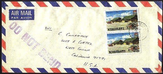 KIRIBATI 1981 airmail cover BETIO to USA...................................94430