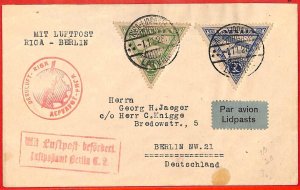 aa3433 - LATVIA - Postal History - FIRST FLIGHT COVER  Riga - Berlin 1928 