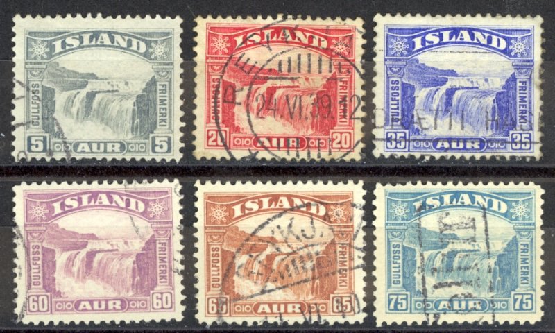 Iceland Sc# 170-175 Used 1931-1932 Gullfoss (Golden Falls)