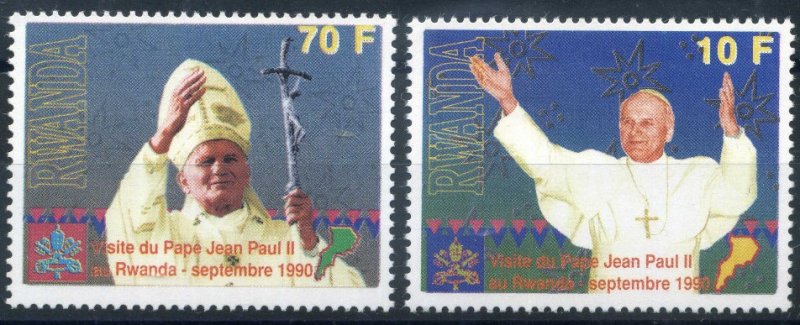 Rwanda 1990 Scott 1353-1354 Pope Visit MNH