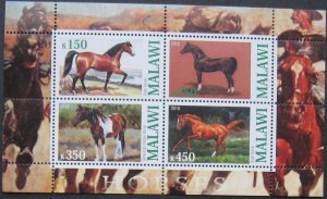 Malawi 2010 M/S Horse Horses Nature Wild Animals Farm Mammals Fauna Stamps MNH