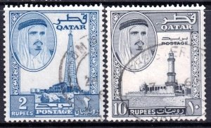 Qatar 1961 Sheikh Ahmad bin Top Values 2r - 10r Used SG 35,37 CV £26.25