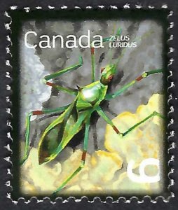 Canada #2407 6¢ Pale Green Assassin Bug (2010). Used