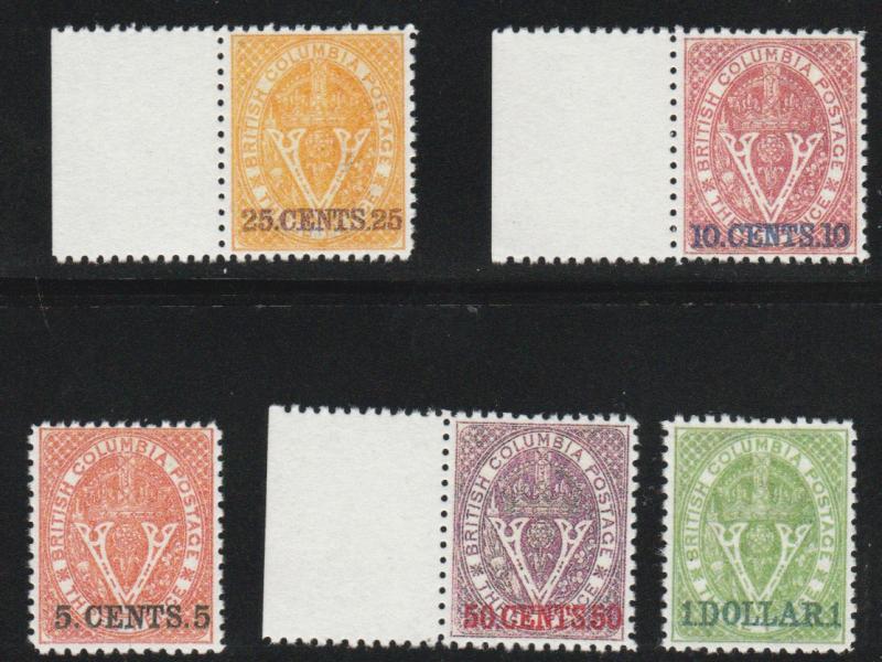 Scott # 14 - 18 Fake Replicas  (set B) British Columbia - Canada