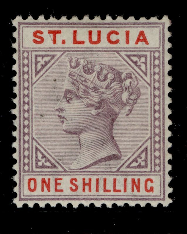 ST. LUCIA QV SG50 1s dull mauve & red VLH MINT. Cat £15.