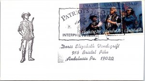 US SPECIAL EVENT COVER BALD EAGLE STRIP OF (3) PATRIOTS' DAY AT INTERPHIL 1976