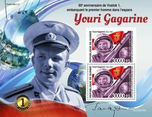 Guinea Space Stamps 2020 MNH Yuri Gagarin Vostok 1 Man in Space 2v S/S + IMPF