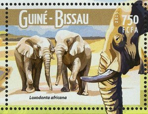 Elephants Stamp Loxodonta Africana Wild Animal S/S MNH #8259-8262