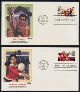 USA C109-12 on FDC's - Olympic Sports, Cycling, Volleyball, Fencing, Pole Vault