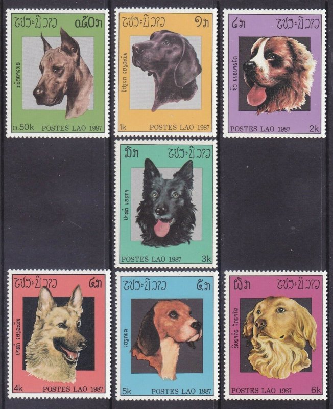 Laos 774-80 MNH 1987 Various Dogs Complete Set of 7 Very Fine