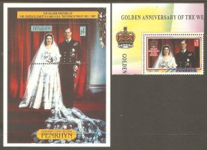 PENRHYN ISLANDS Sc# 451 - 452 MNH FVF Set 1 + SS QEII Prince Philip Anniversary