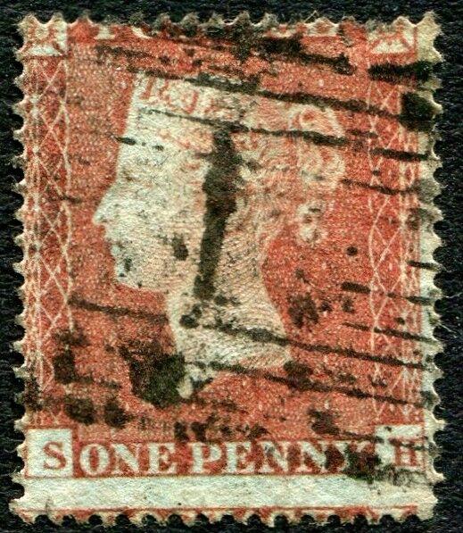 1854 1d Red SH C1 Plate 176 SC16 FINE USED V81856
