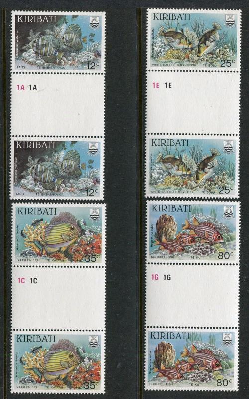 Kiribati 452-455, MNH , 1985. Marine Life Gutter Paar. x29393