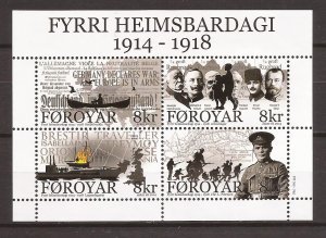 2014 Faroe Islands - Sc631 - MNH VF - Mini Sheet -  Centennial First World War