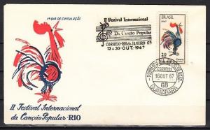 Brazil, Scott cat. 1061. Rooster on Song Festival issue on a First day cover.