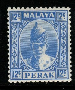 MALAYA PERAK SG113 1938 12c BRIGHT ULTRAMARINE HEAVY MTD MINT