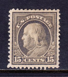 USA — SCOTT 418 — 1912 15¢ GRAY FRANKLIN, P12 — MH — VF — SCV $85