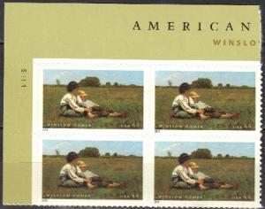 #4473, PB-4U/L.  \Winslow Homer\ .44 cent MNH.