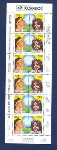 BRAZIL - Scott 2299a - FVF MNH S/S booklet pane - Rock Music in Rio - 1991