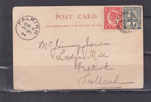 QUEENSLAND, KILKIVAN cds., 1904 ppc. Treasury Buildings, 1/2d. & 1d. to Scotand