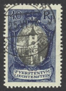 Liechtenstein Sc# 66 Used (a) 1921 40rp Old Roman Tower