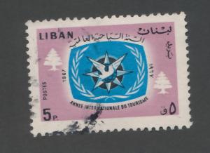 Lebanon Airmail 1967 Scott 451 used - 5p, ITY emblem
