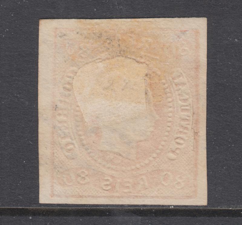 Angra Sc A22 used. 1866-67 80r orange King Luis, 48 in oval grid (Angra) cancel