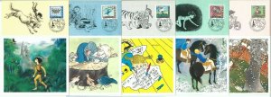 68913 - SWEDEN - Set of 5 MAXIMUM CARDS 1987 - WRITING Horses Bicycles-