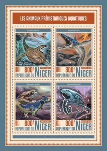 NIGER - 2017 - Prehistoric Water Animals - Perf 4v Sheet - Mint Never Hinged