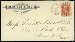 D.M. Hildreth New York Advertising Cover #135 Jackson 2c Postage 1881 USA