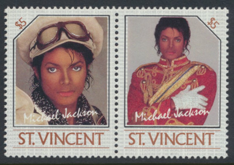 St. Vincent  SC# 897a-b  MNH Michael Jackson se-tenant pair 1985 see detail &...