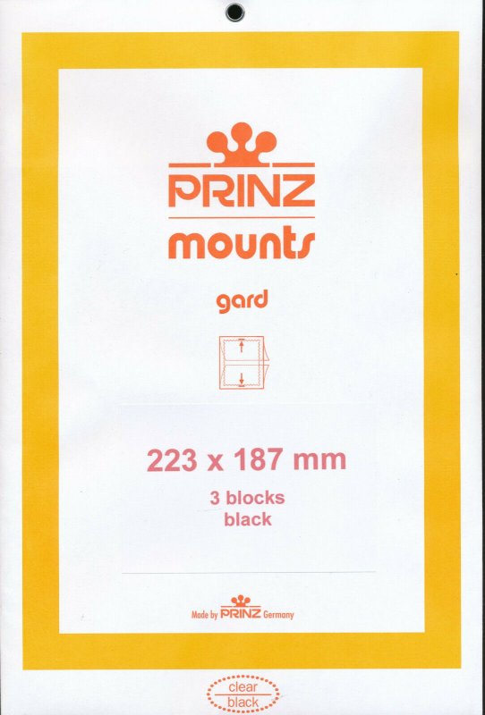 Prinz Scott Stamp Mount 223 / 187 BLACK Background Pack of 3 