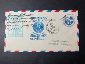 1929 USA Airmail Cover Cleveland OH to Buffalo NY Kiwanis Club Day