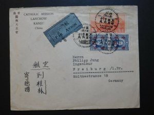 1939 Lanchow Kansu China Catholic Mission Hospital Cover to Freiburg Germany