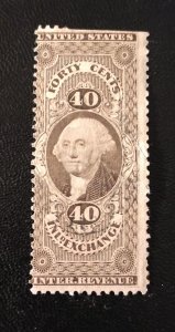 US #R53 Used 40c Brown Revenue Inland Exchange Fine 1872