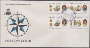 SIERRA LEONE Sc # 909-12 FDC SET of 4 JEWS who HELPED CHRISTOPHER COLUMBUS