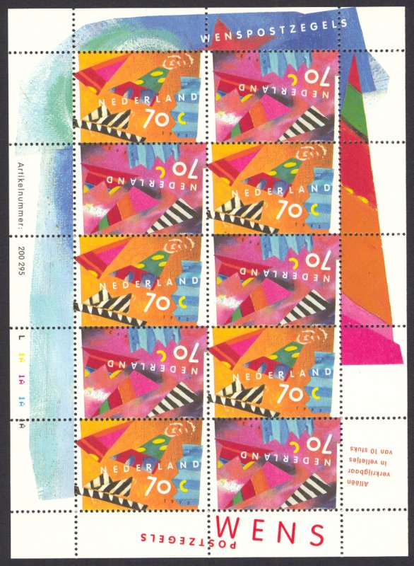 Netherlands 1993 Scott #824a Mini-Sheet of 5 Pairs Mint Never Hinged
