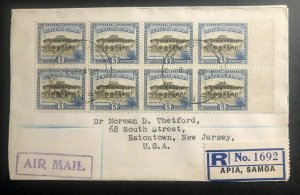 1949 Apia Samoa Airmail Registered cover To Eatontown NJ Usa
